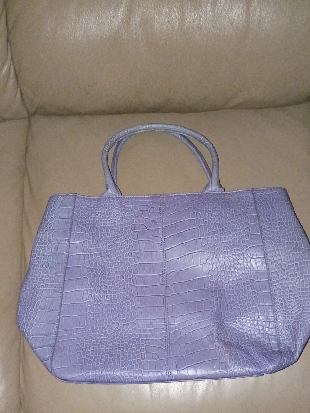 Express Genuine Leather 16" X 12" Violet Tote Beautiful
